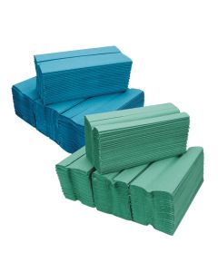 Fine Touch® PHTC1 Green/Blue 1ply C Fold Hand Towels