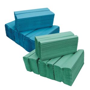 Fine Touch® PHTC1 Green/Blue 1ply C Fold Hand Towels